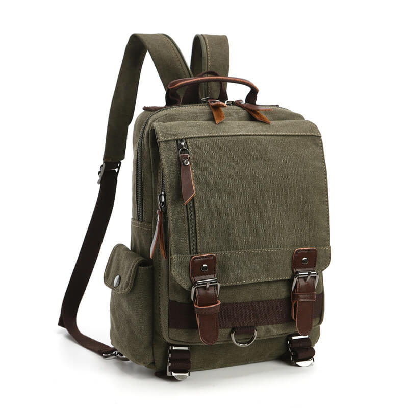 Canvas Backpack with Crossbody Function