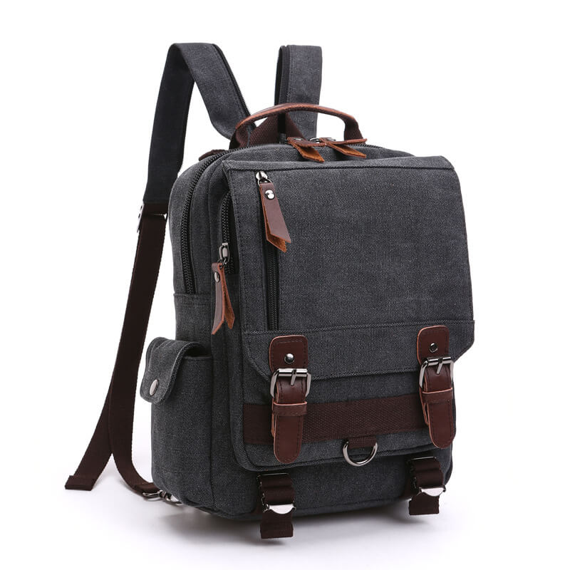 Canvas Backpack with Crossbody Function