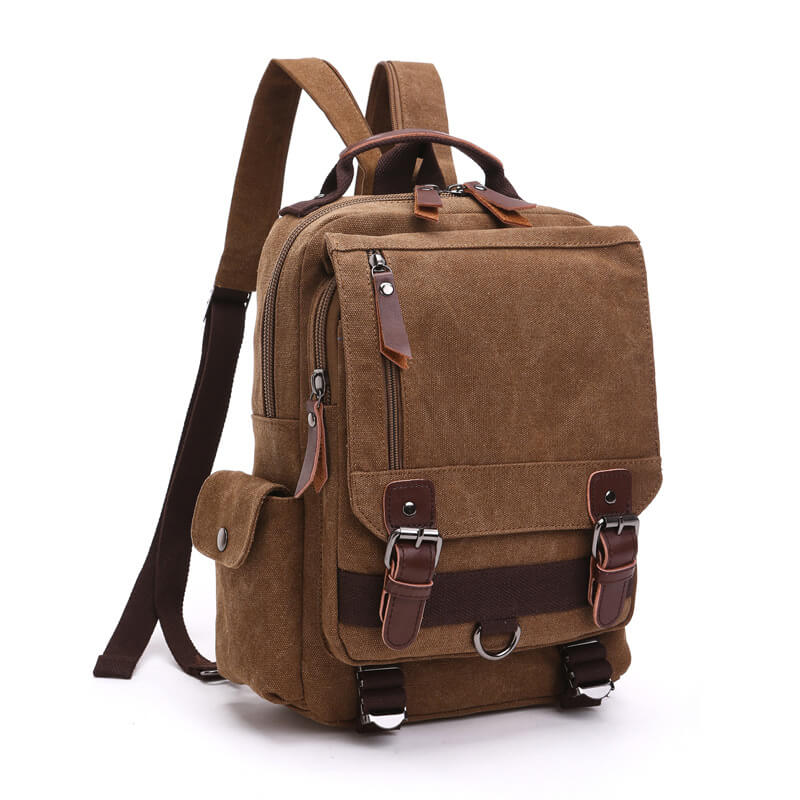 Canvas Backpack with Crossbody Function