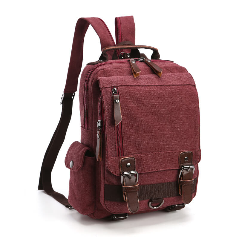 Canvas Backpack with Crossbody Function