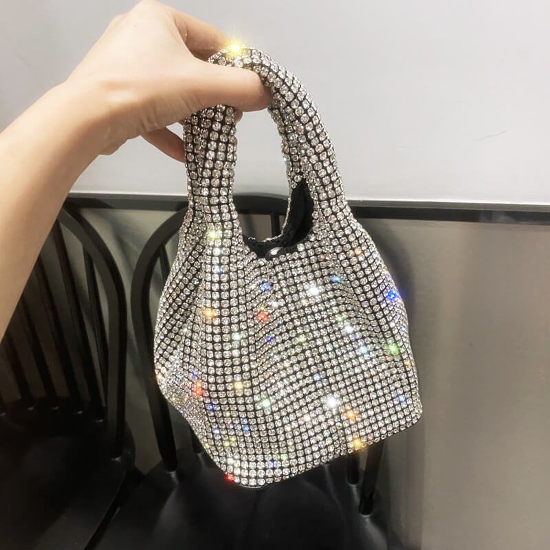 Rhinestones Bucket Design Handbag
