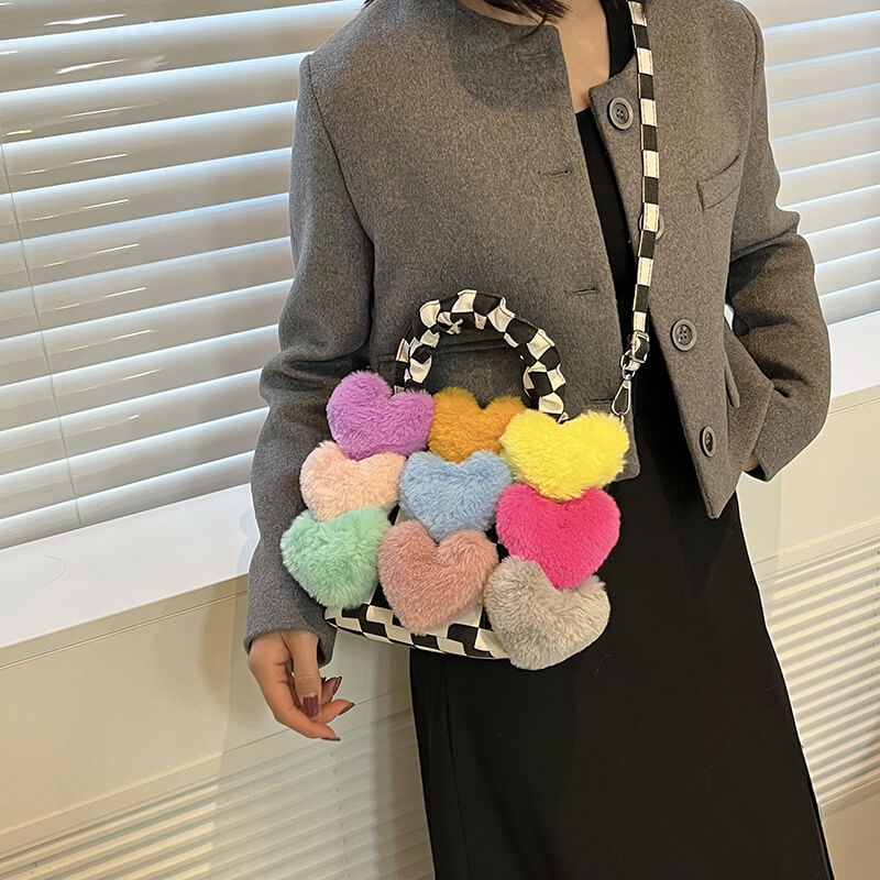 Plush Love Fluffy Hearts Handbag