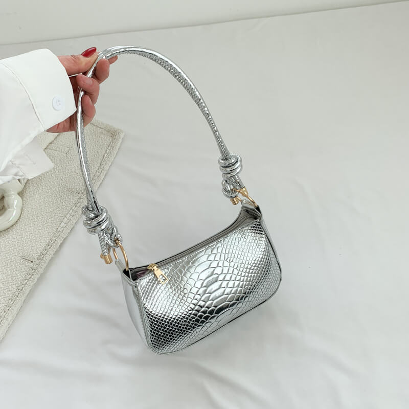 Trendy Glossy Metallic Color Handbag