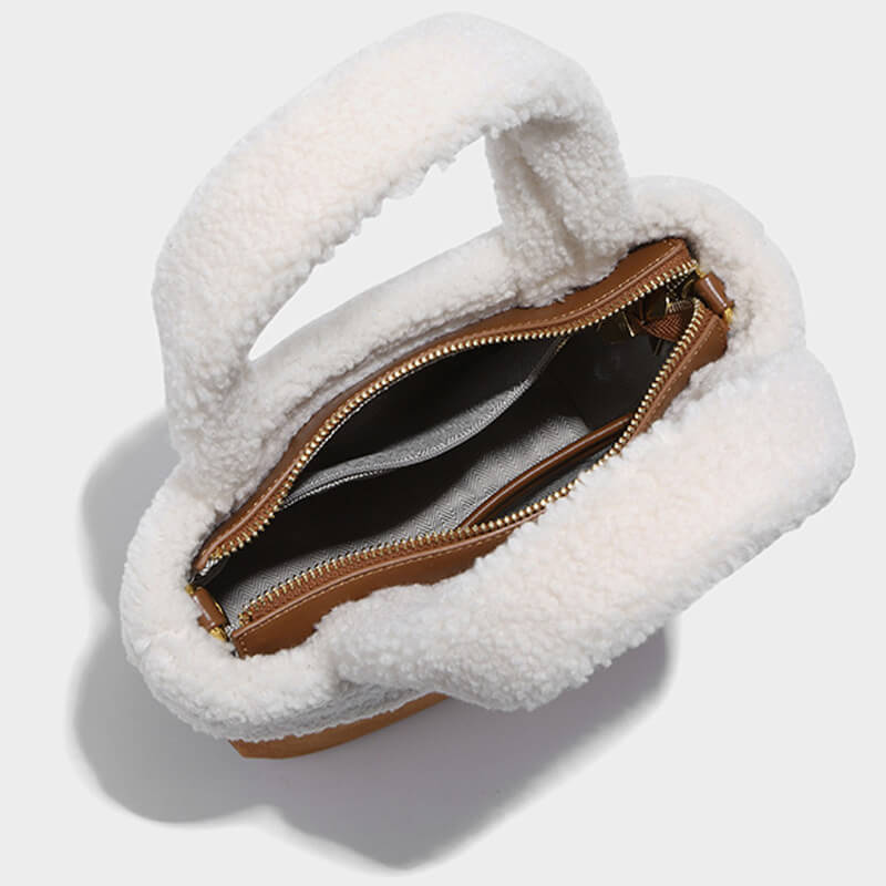 Ladies Brown Canvas Autumn & Winter Handbag with Zipper