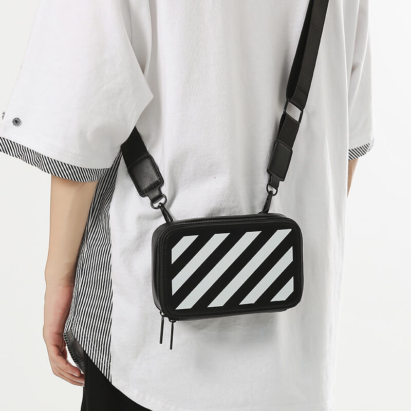 Black & White Stripes Shoulder Pocket