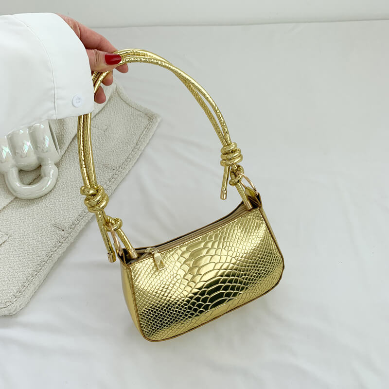 Trendy Glossy Metallic Color Handbag