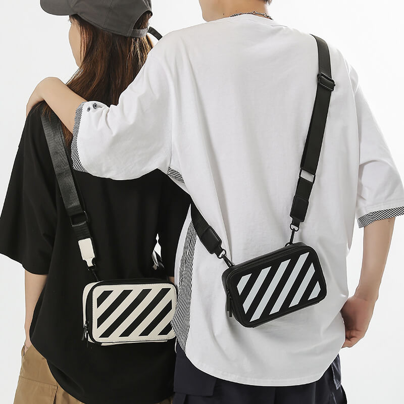 Black & White Stripes Shoulder Pocket