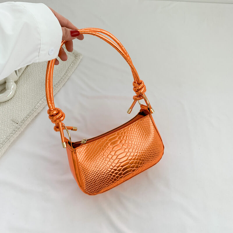 Trendy Glossy Metallic Color Handbag