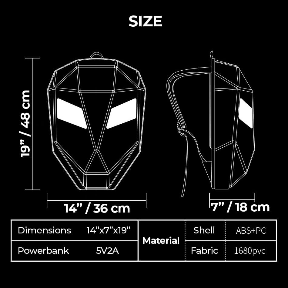 THE GOOL - LED Screen Shell Backpack for Biker