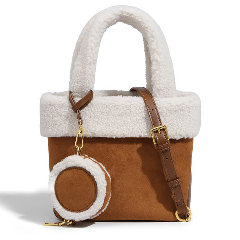 Ladies Brown Canvas Autumn & Winter Handbag with Zipper
