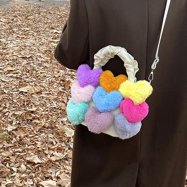 Plush Love Fluffy Hearts Handbag