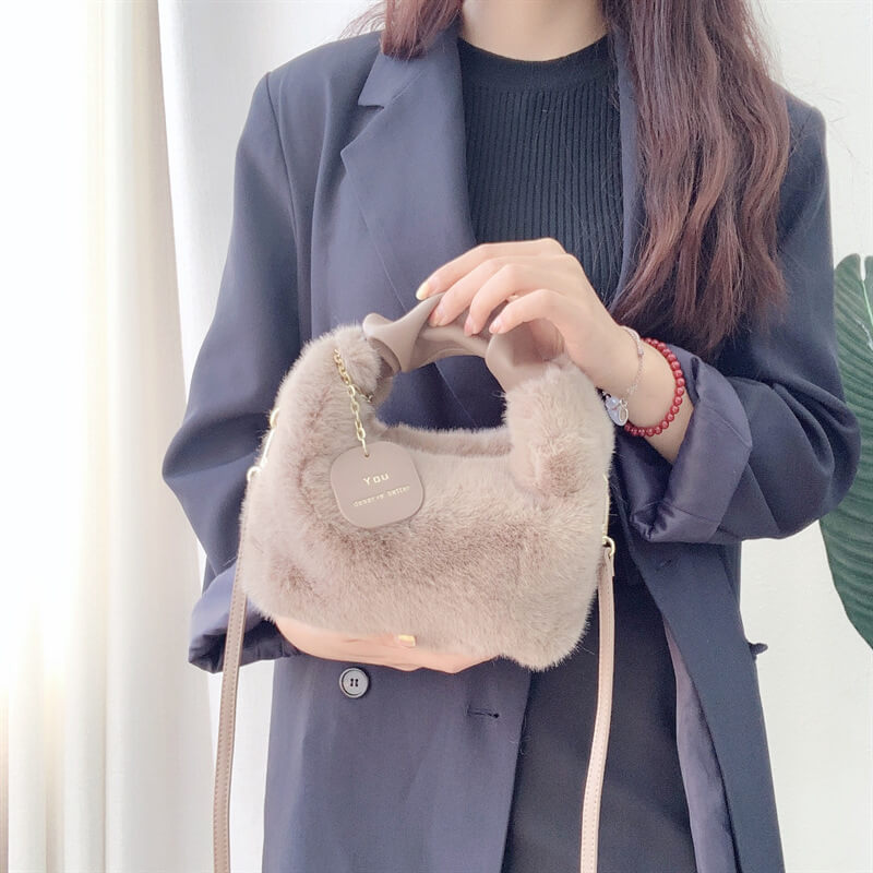 Faux Fur Plush Handbag for Women