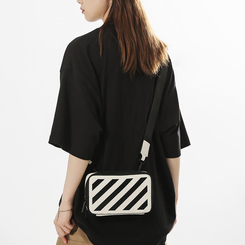 Black & White Stripes Shoulder Pocket