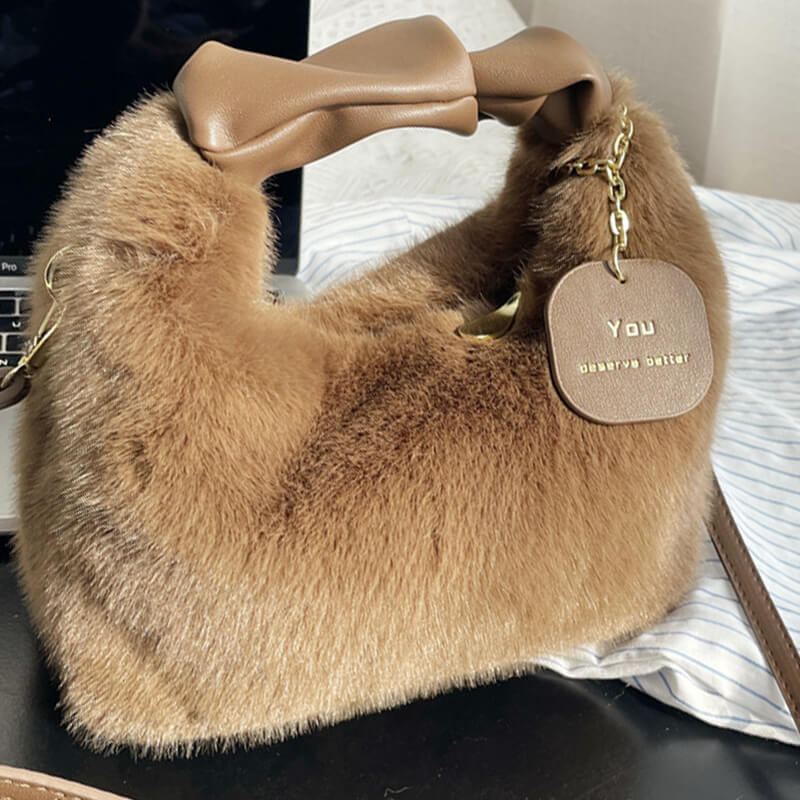 Faux Fur Plush Handbag for Women