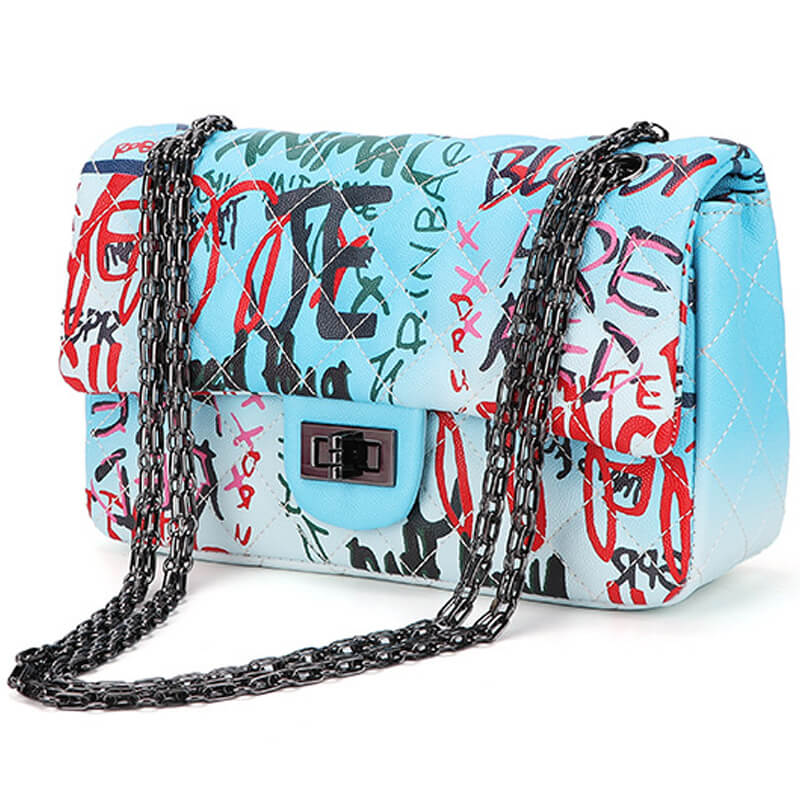Colorful Graffiti Bag with Shoulder Chain