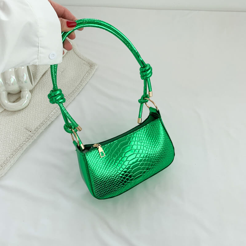 Trendy Glossy Metallic Color Handbag