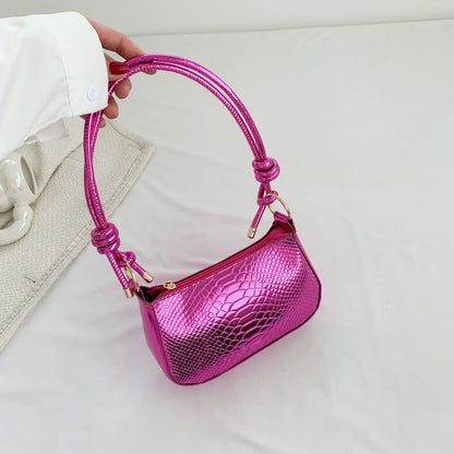Trendy Glossy Metallic Color Handbag