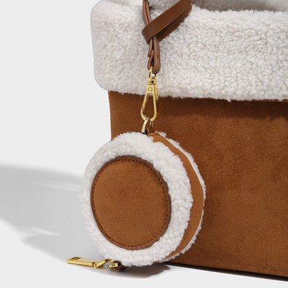 Ladies Brown Canvas Autumn & Winter Handbag with Zipper