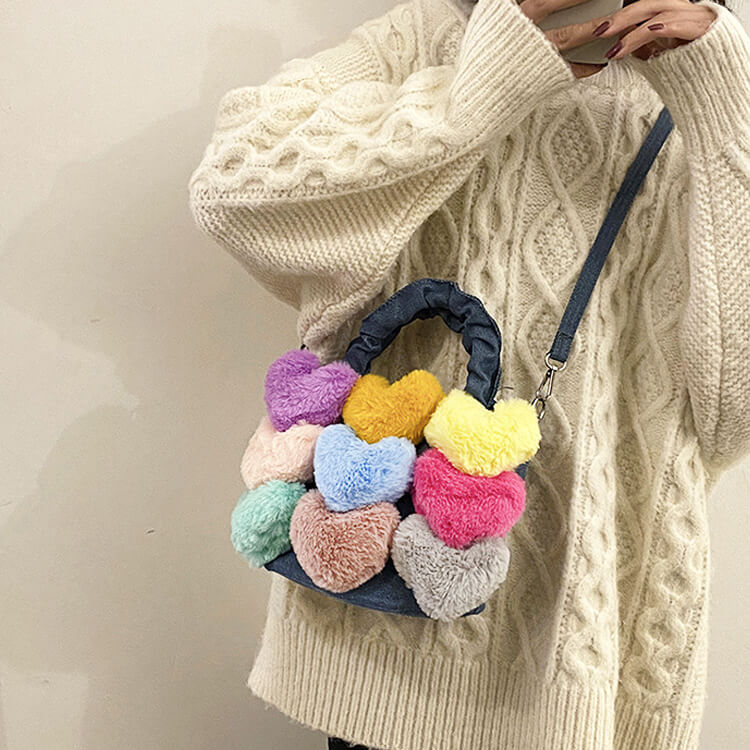 Plush Love Fluffy Hearts Handbag
